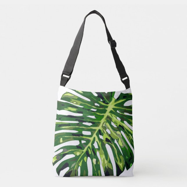 Bolsa de crossbody de la hoja de monastera tropica (Anverso)