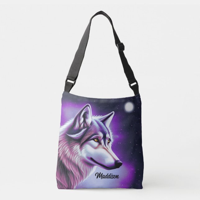 Bolsa De Crossbody De Lobo Místico De La Noche (Anverso)
