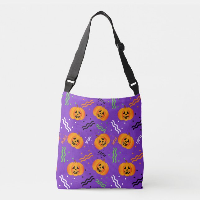 Bolsa de crossbody festivo Jack-O'-Lanterns (Anverso)