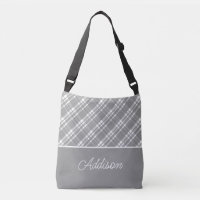 Bolsa De Crossbody Gris Big Plaid Y Strige