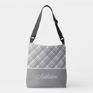 Bolsa De Crossbody Gris Big Plaid Y Strige