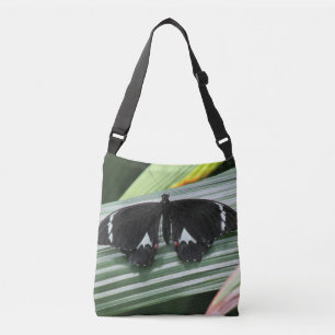 Bolsa de crossbody para mariposa tropical negra y 