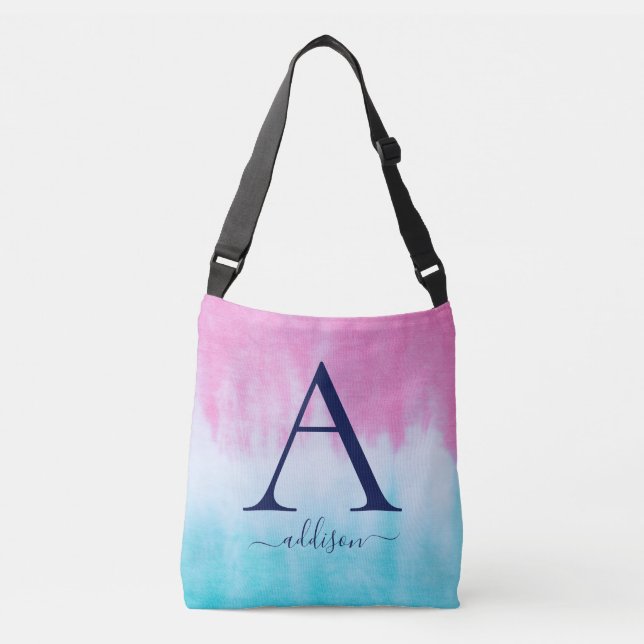 Bolsa de crossbody para monograma de color azul tu (Anverso)