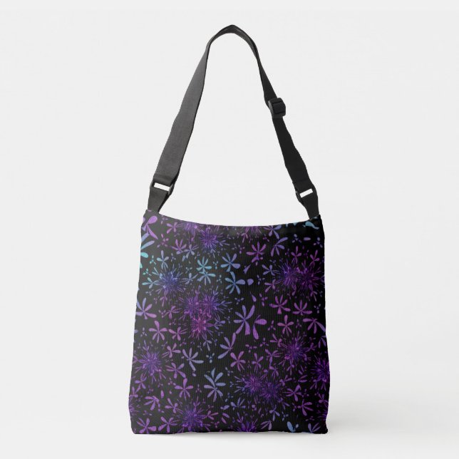 Bolsa de crossbody retro morado azul turquesa (Anverso)