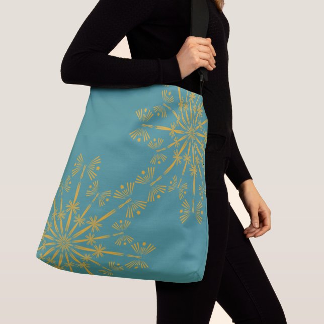 Bolsa de crossbody Verde azulada Retro Mandala (Detalle)