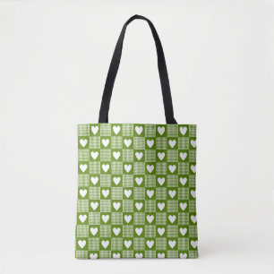 Bolsa de cuadros de corazón de gingham verde aguac