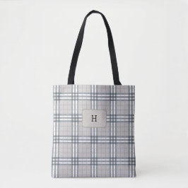 Bolsa de Cuadros Escoceses Beige Monogramada