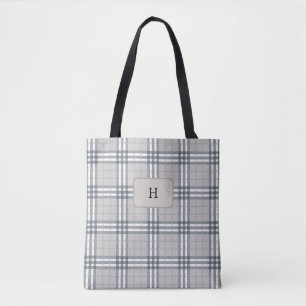 Bolsa de Cuadros Escoceses Beige Monogramada