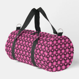 Bolsa de cuadros rosa y negro con corazón de búfal