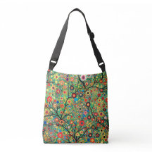 Bolsa de cuerpo cruzado, árbol y flores, boho