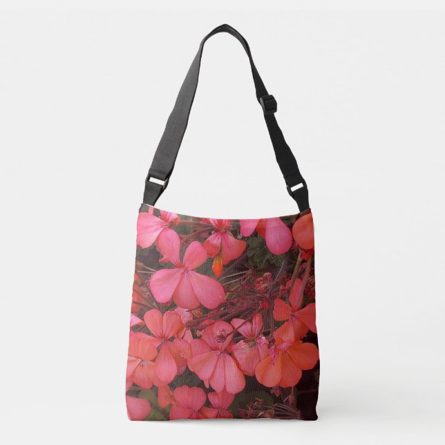 Bolsa de cuerpo cruzado con flores rojas pequeñas  (Anverso)