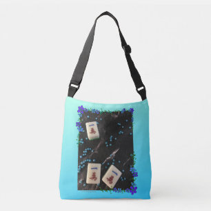 Bolsa de cuerpo cruzado con tema de mahjong floral