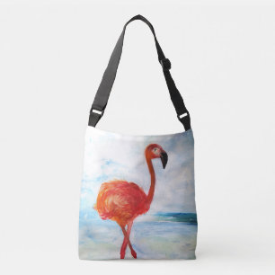 Bolsa de cuerpo cruzado de arte Flamingo rosa