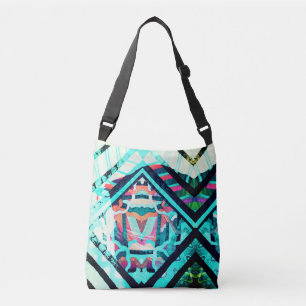 Bolsa de cuerpo cruzado de color turquesa abstract