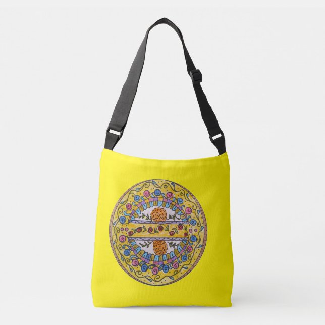 Bolsa de cuerpo cruzado de diseño floral circular (Anverso)