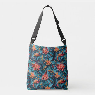 Bolsa de cuerpo cruzado de patrón de papel floral 