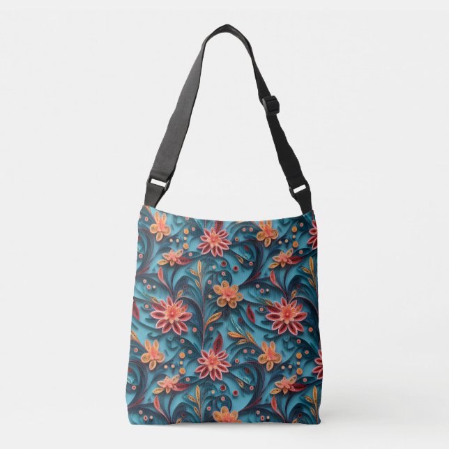 Bolsa de cuerpo cruzado de patrón de papel floral  (Anverso)