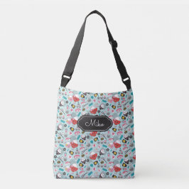 Bolsa de cuerpo cruzado de Sushi Azul Kawaii