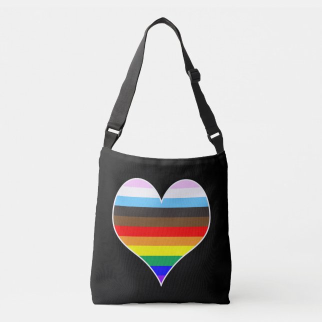 Bolsa de cuerpo cruzado del corazón del arco iris (Anverso)