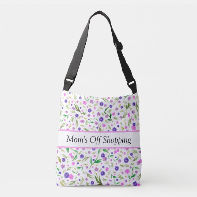 Bolsa de cuerpo cruzado floral | Diseño de acuarel (Anverso)