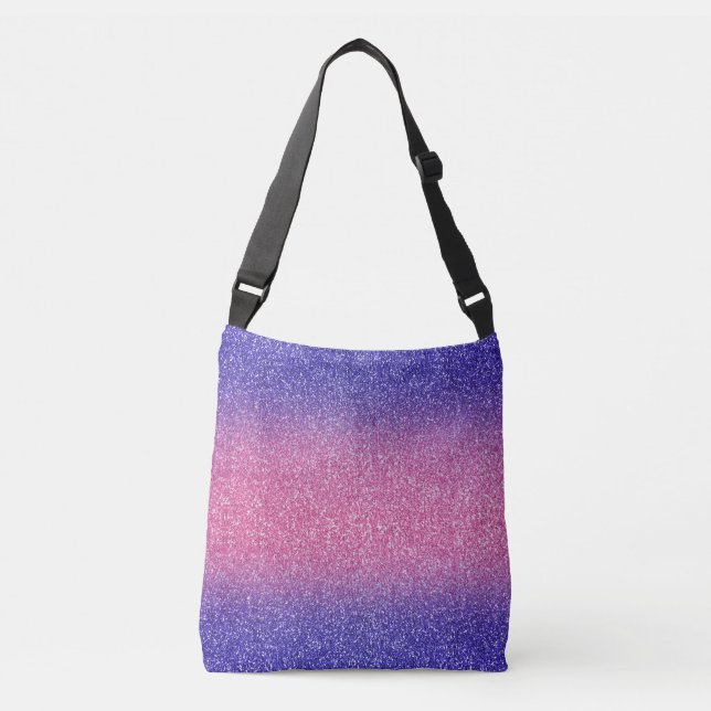 Bolsa de cuerpo cruzado Purpurinas Ombre azul-rosa (Anverso)