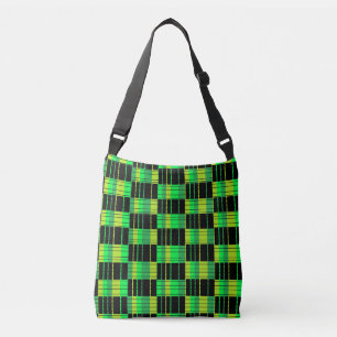 Bolsa de cuerpo verde y negro Tote plano abstracto