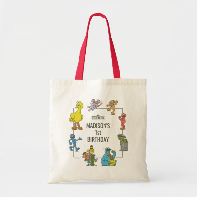 Bolsa de cumpleaños de personajes vintage de Sesam (Frente)