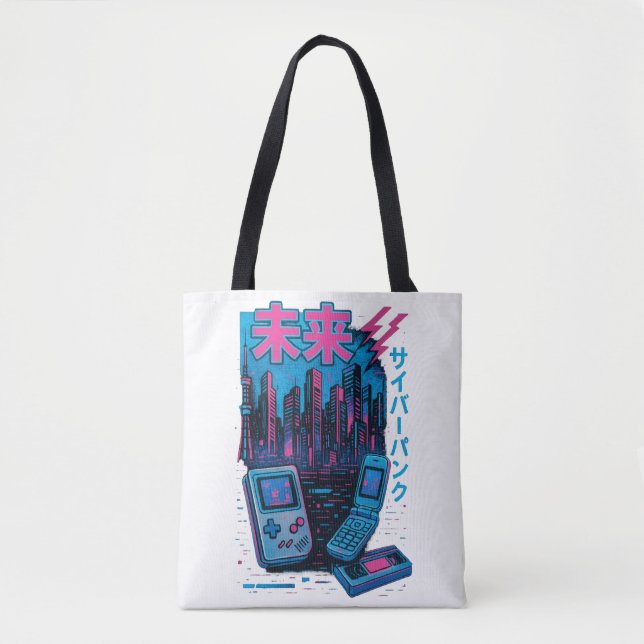 Bolsa de Cyberpunk Neon Tote de los años 90 (Anverso)