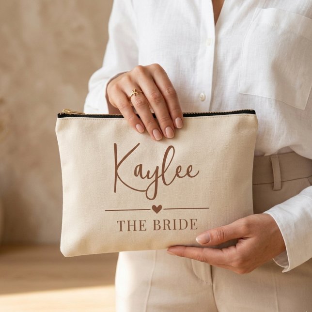Bolsa de Dama de Honor con Guión Personalizado Reg (bridesmaid thank you pouch gift, stylish bridal party pouch gift, personalized wedding pouch gift,)