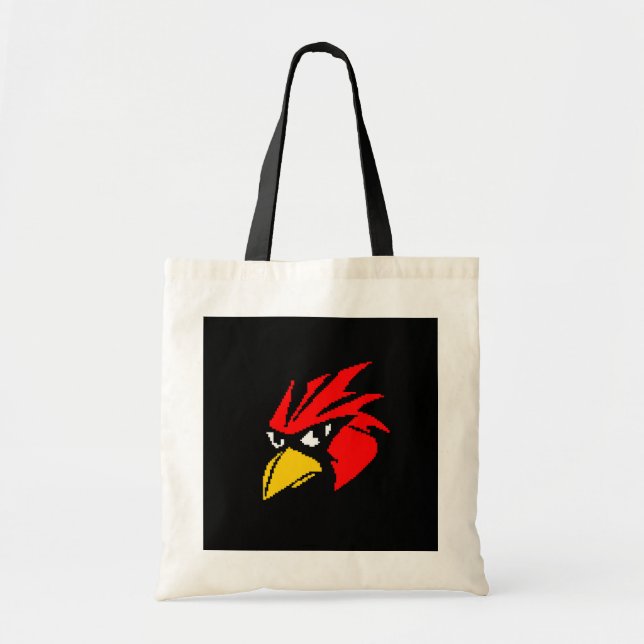 Bolsa de dibujo de la cara del pájaro pixelado (Frente)