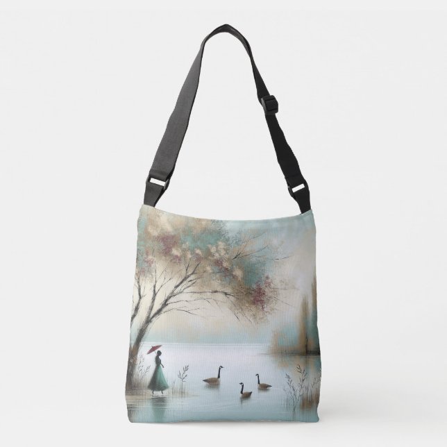 Bolsa de diseño de cuerpo cruzado "By The Still Wa (Anverso)