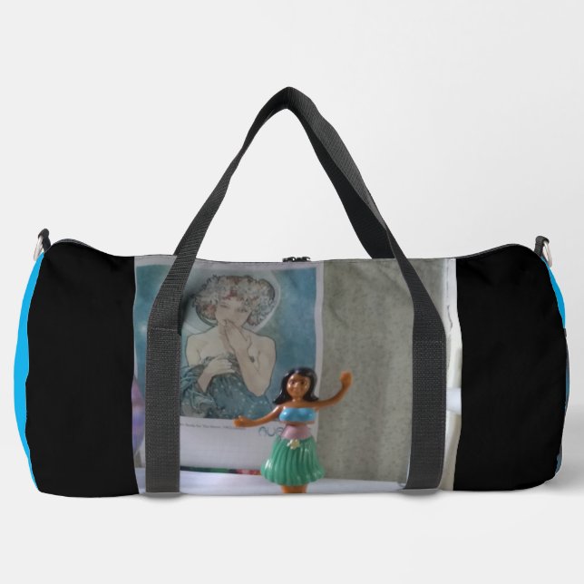 Bolsa de Duffel bailarín hawaii hula azul (Anverso)