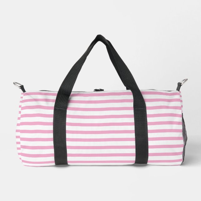 Bolsa de Duffel blanca moderna con línea rosa clar (Anverso)