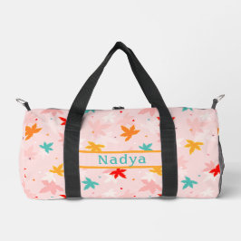 Bolsa de Duffel de patrón rosado de hojas de otoño