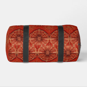 Bolsa de Duffel del patrón retro de oro rojo