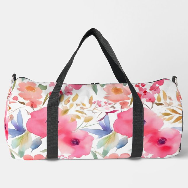 Bolsa de Duffel Grande con Floral Rosa (Anverso)