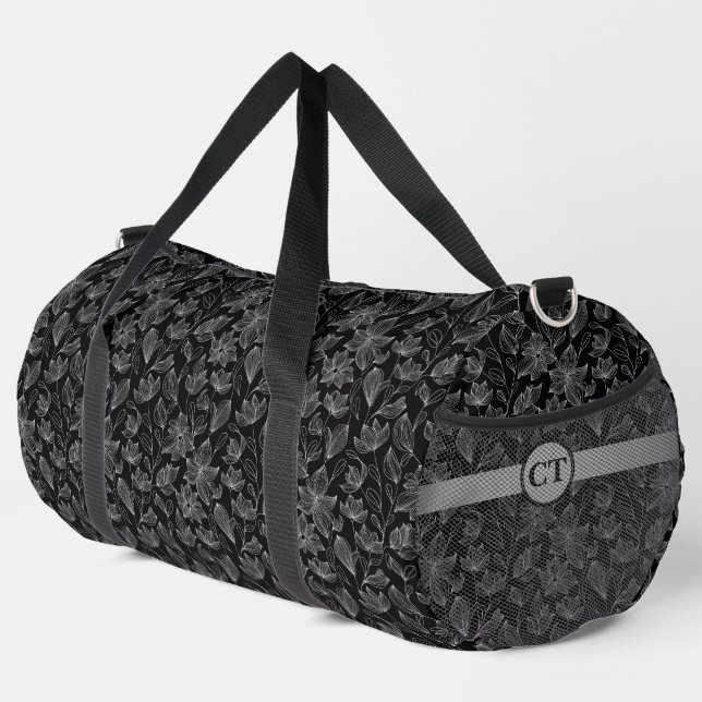 Bolsa de Duffle Floral Blanca Elegante Personaliza (Esquina derecha)