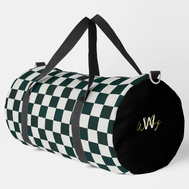 Bolsa de Duffle Personalizada de Black White Check (Esquina izquierda)