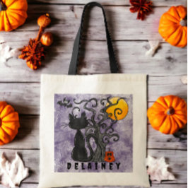 Bolsa de dulces de Halloween de gato negro persona