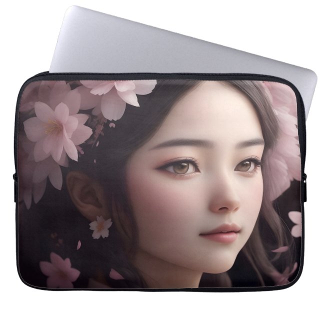 Bolsa de Electrónica Chica Adorada con flores de c (Frente)