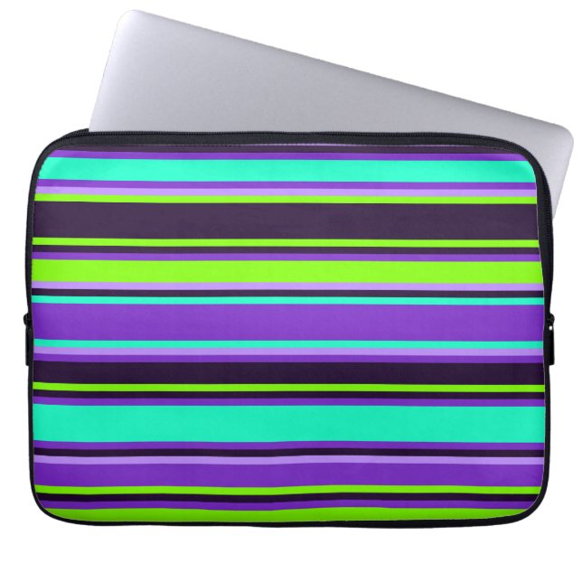 Bolsa de electrónica rayada púrpura, acuática y ar (Frente)