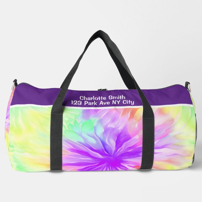 Bolsa de escapada con Tie Dye de flor de Pastel (Anverso)