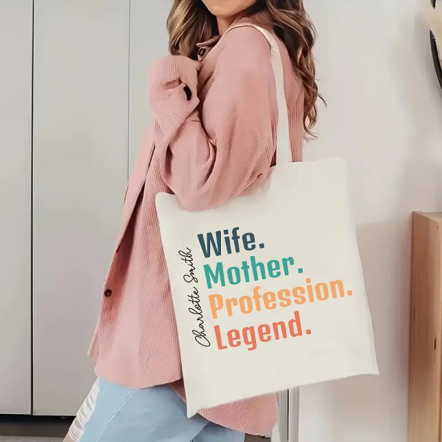 Bolsa de esposas personalizado, Día de la Madre o  (custom name tote bag, wife tote bag, mother tote bag, profession legend tote, personalized tote bag)