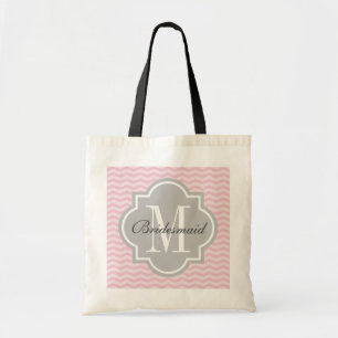 Bolsa de falda de chevron rosa gris monogramo pers
