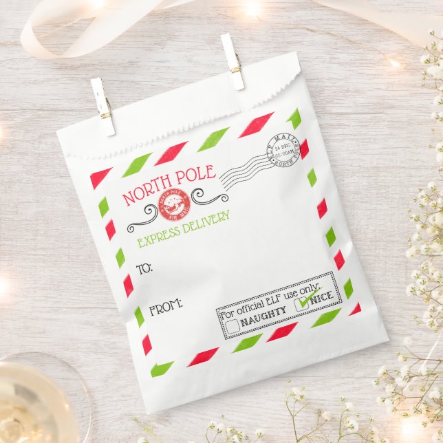 Bolsa de Favor de Papel de Navidad North Pole Expr (Cortado)