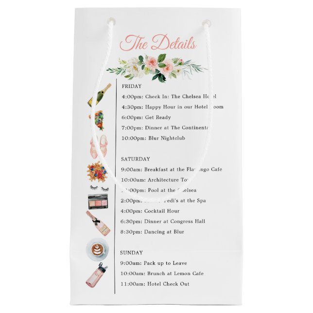 Bolsa de Favor Itineraria de la Bachelorette Party (Anverso)