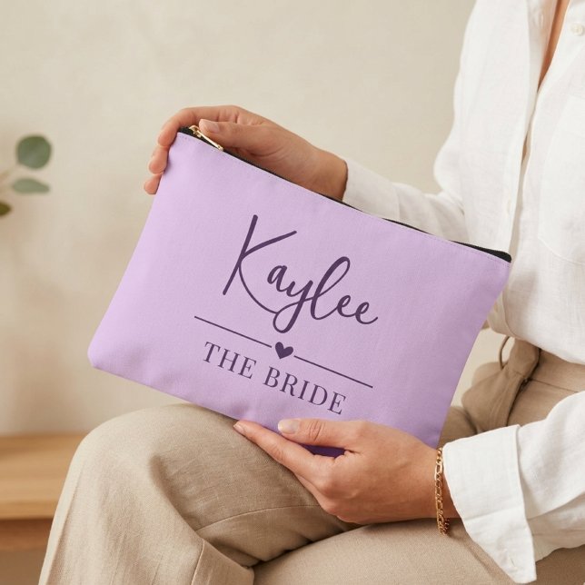 Bolsa de Favor Personalizada para Despedida de Sol (maid of honor pouch gift, custom bride pouch gift, future mrs makeup pouch gift, engagement party)