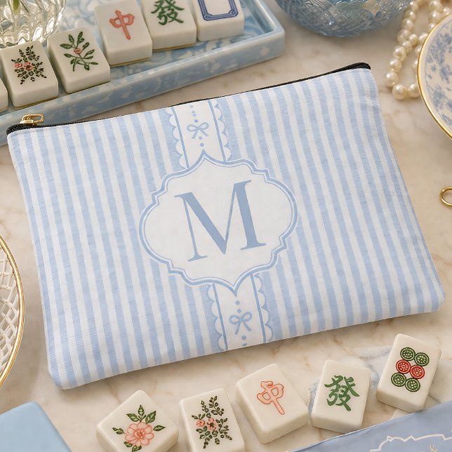 Bolsa de fichas de Mahjong de seersucker azul pers (Subido por el creador)