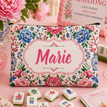 Bolsa de Fichas de Mahjong Floral Personalizada