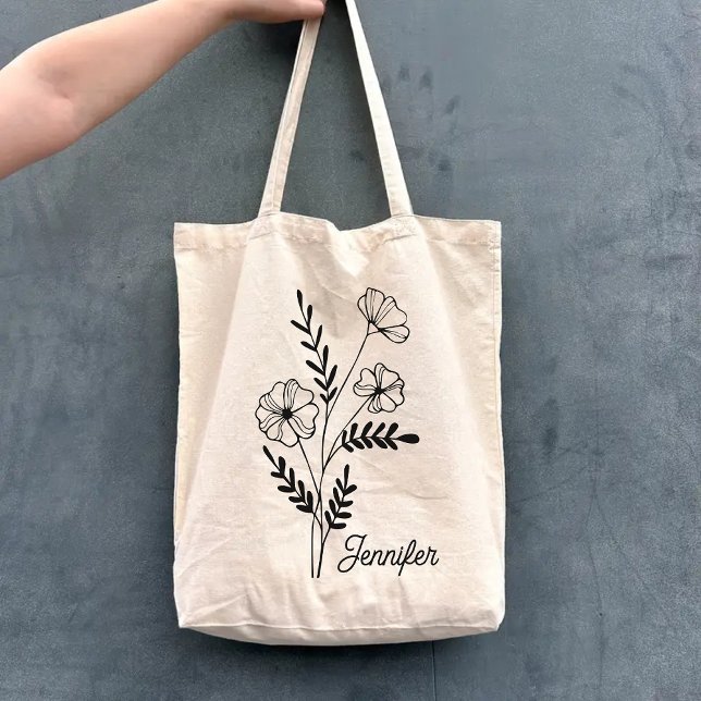 Bolsa de flores de nombre personalizado para mamá, (personalized tote bag, bridesmaid gift, bridesmaid proposal tote, baby shower gift, bridal shower)
